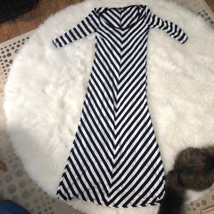 Half Sleeve, Long Length Black and White Dress